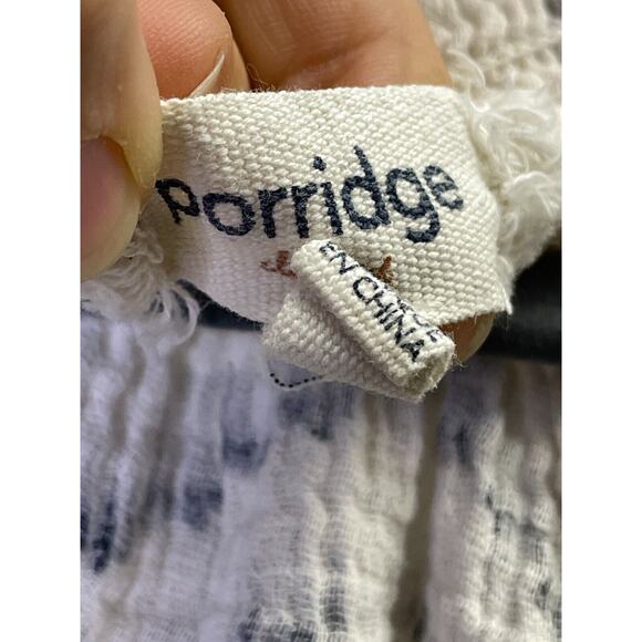 Porridge Clothing By Anthropologie Top XS Textured Puff Sleeves V Neck - Picture 5 of 12